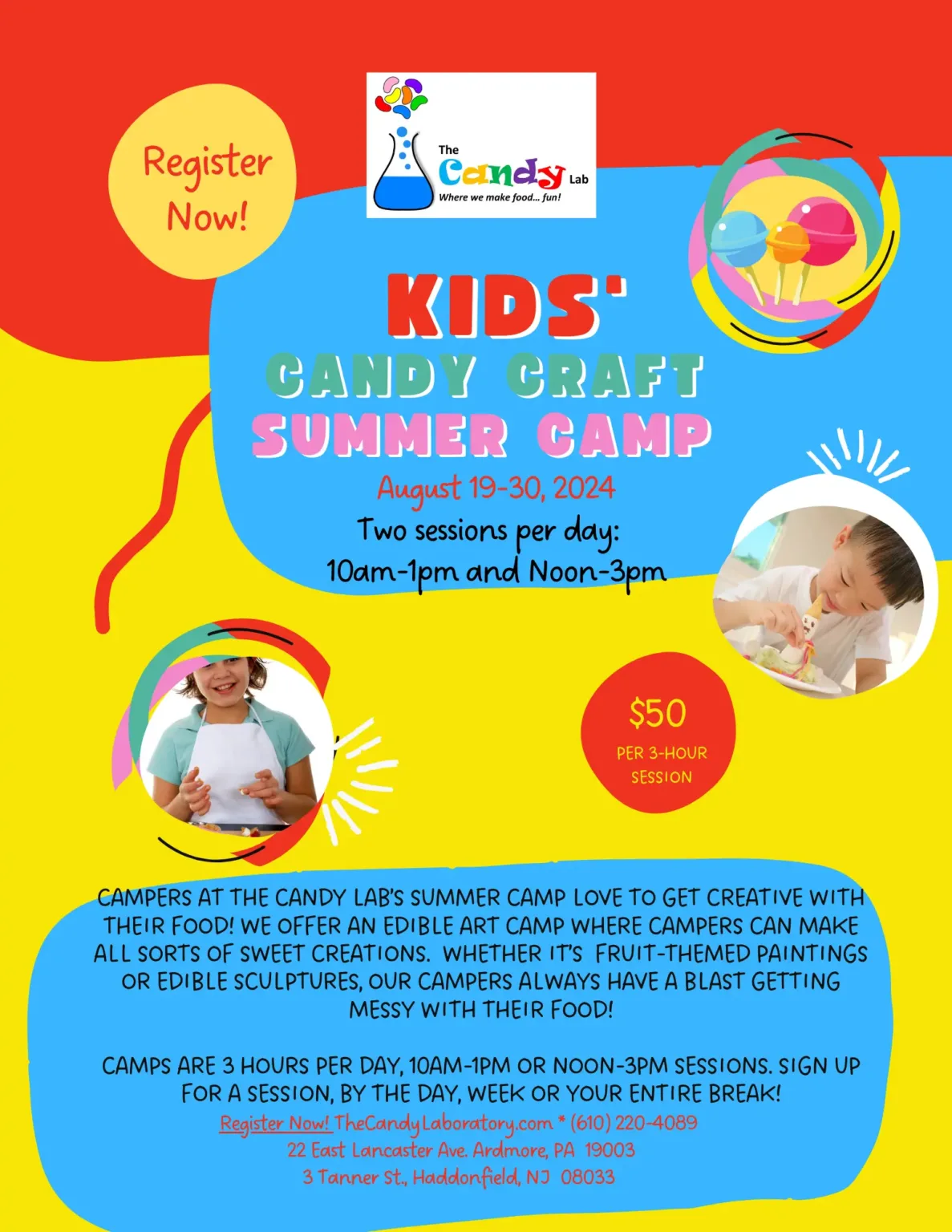 August 1930, 2024 Ardmore Kids Candy Craft "End of" Summer Camp